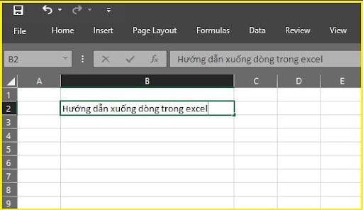 Cách xuống dòng trong excel 1